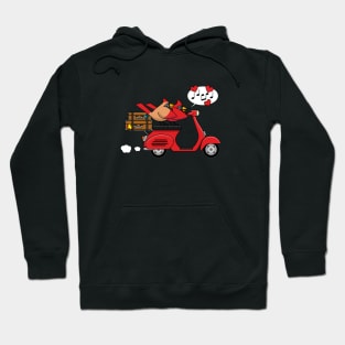 Red Cardinal Lovers on Scooter Hoodie